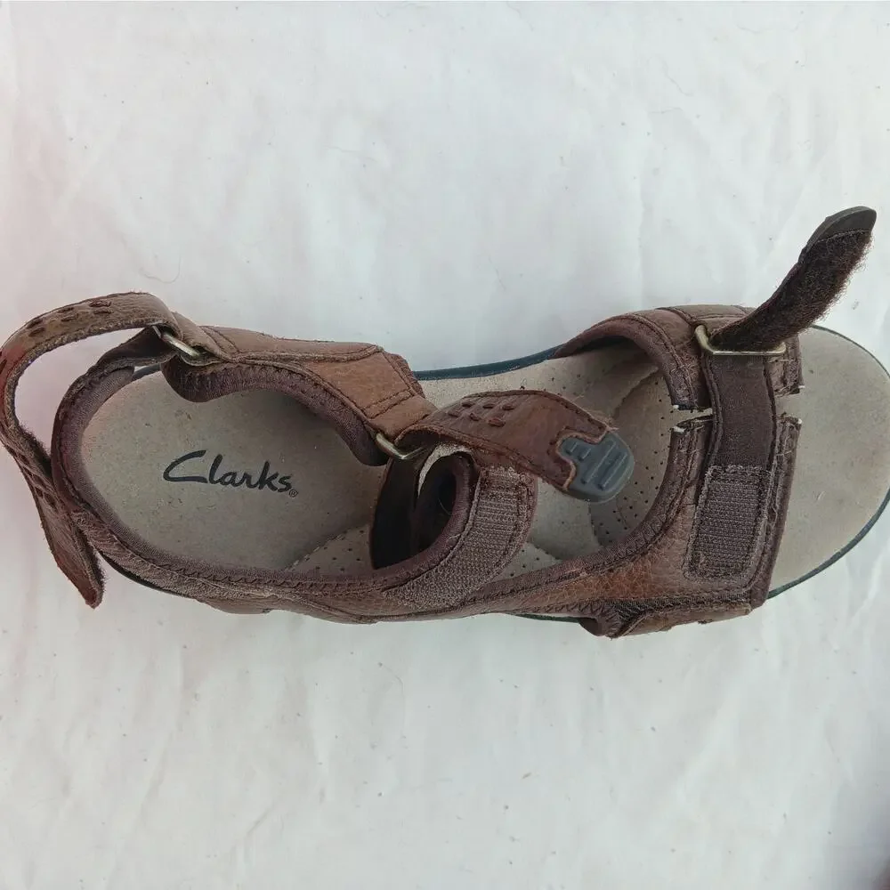 Clarks Sandals Size 7M Brown Leather Morse Tour 3 Adjustable Velcro Straps
